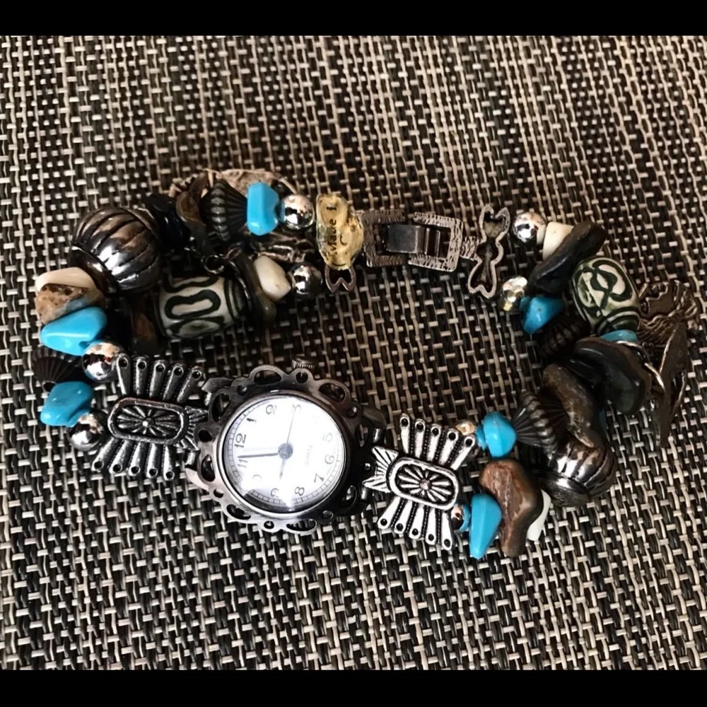 Southwestern Design Watch with Charms Beads 7.5”